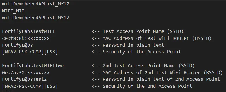 WiFi Access Points and Passwords