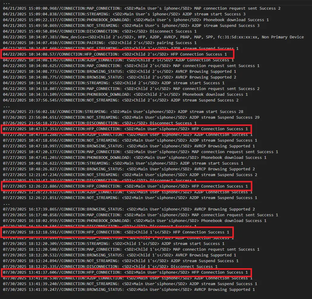 NET_BT_Service log files snippets