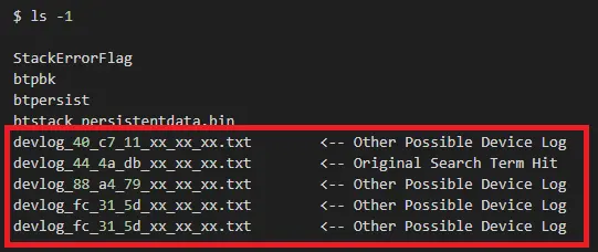Five Possible Device Log Files