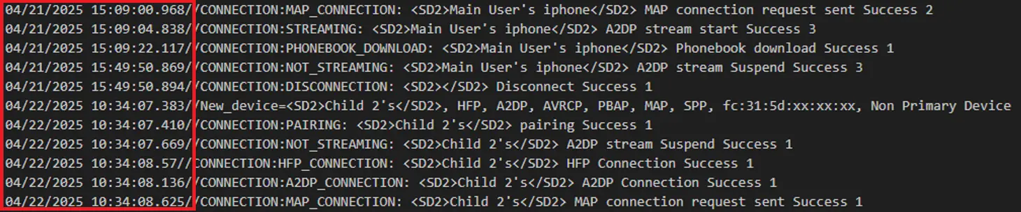 NET_BT_Service log file - Timestamp