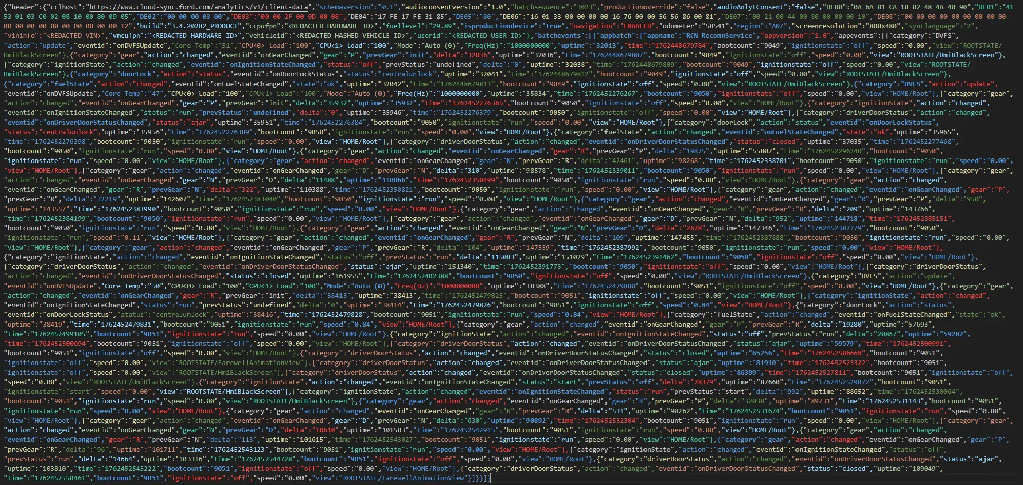 Detailed Vehicle Log Info - Raw Data