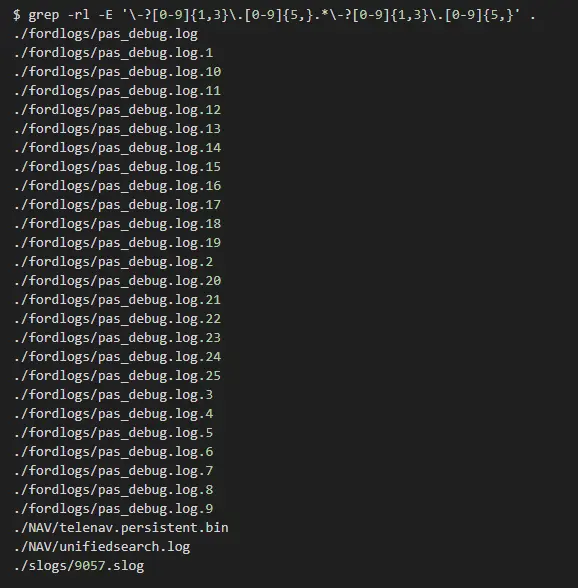 Grep Command Results