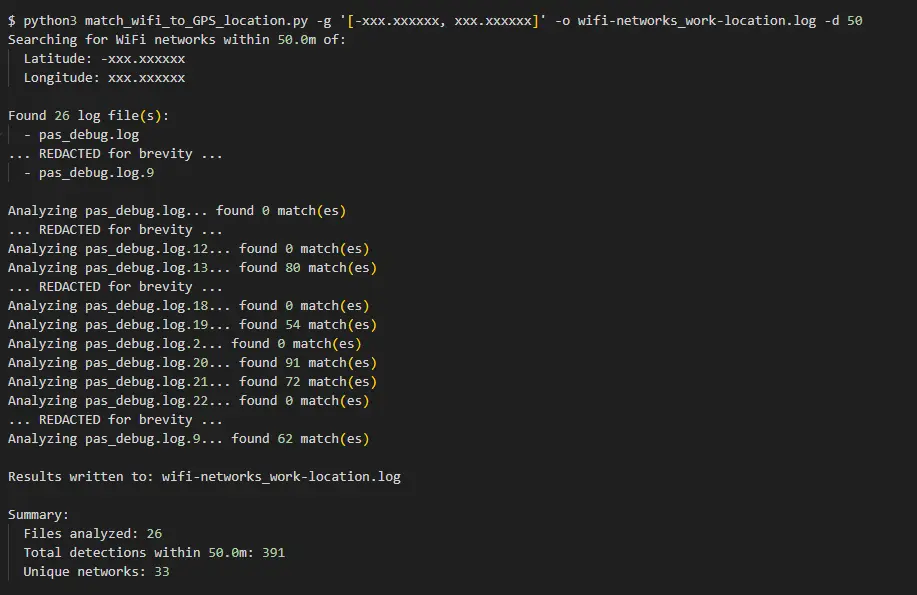 WiFi Tied to Work Location - Output