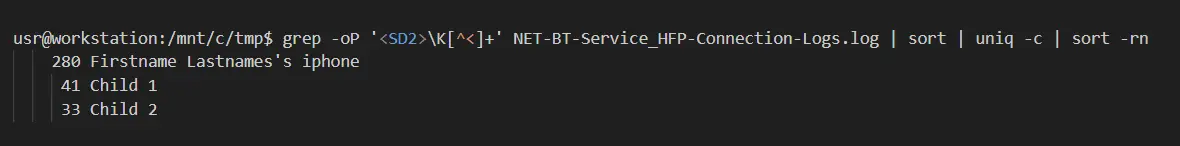 BTLogs Folder - Determining Main User - Device Connections