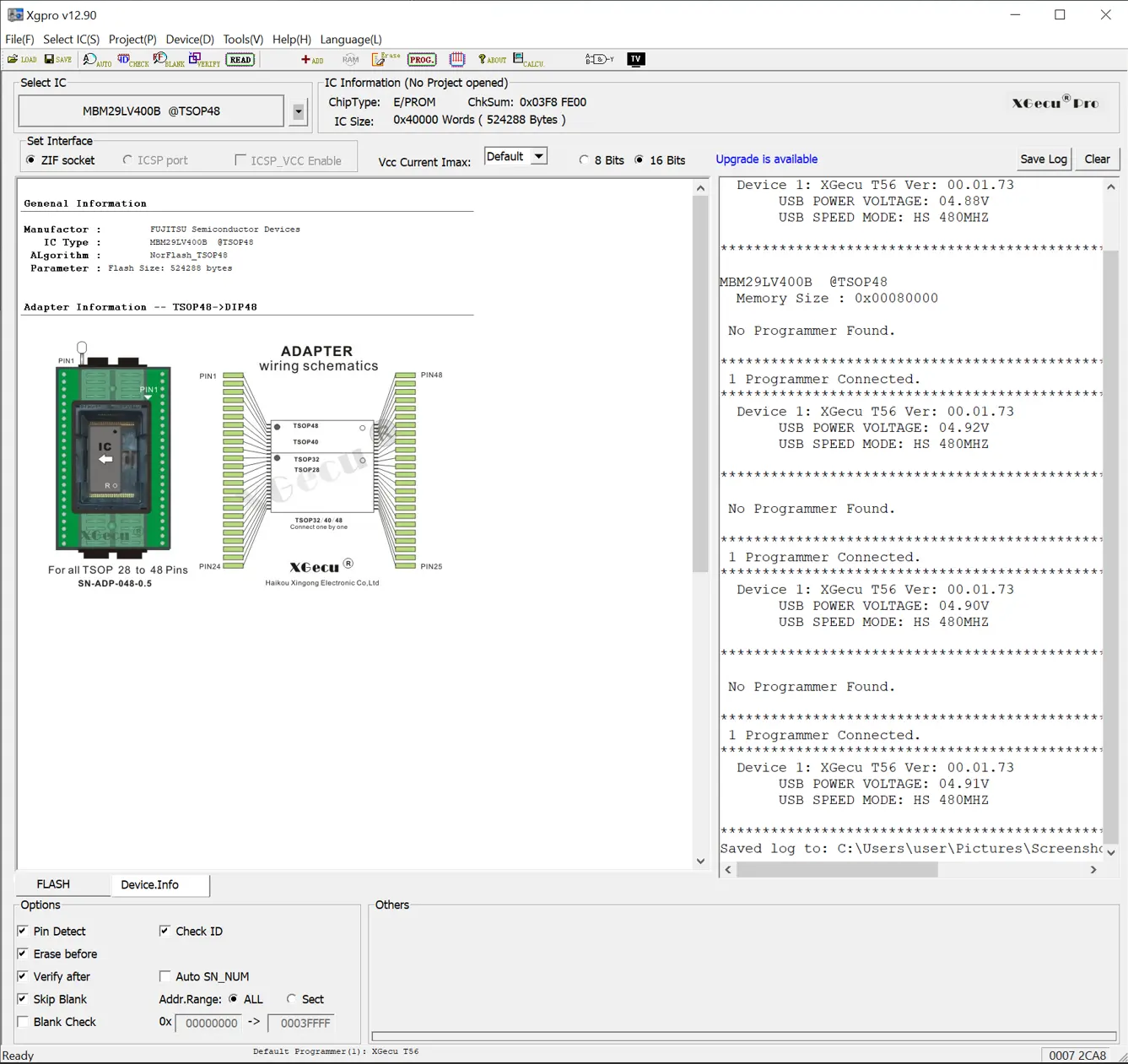 Flash Chip - Xgpro Device Memory Read
