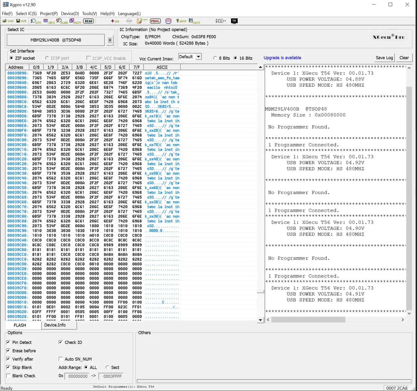 Flash Chip - Xgpro Device Memory Read