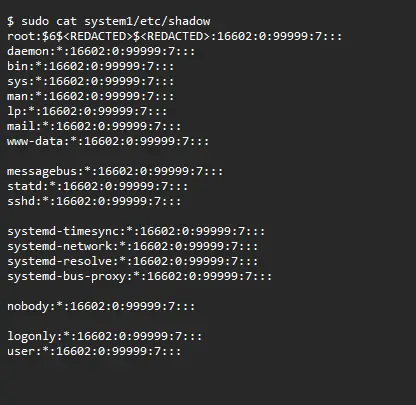 system1 - shadow file